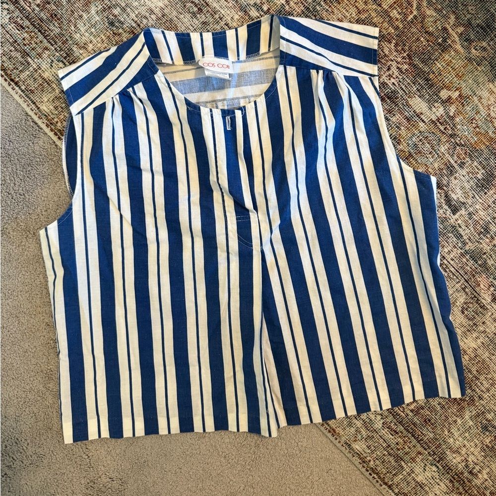 Madewell-inspired Blue and White Striped Tank Top